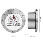 Personalized BBQ Master Kitchenware Flame Stainless Steel Magnetic Kitchen Timer with Name Birthday Father's Day Gift for Dad Cooking Enthusiast