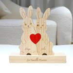 Puzzle de Lapins Personnalisé avec 2-5 Noms et Texte Gravés Décoration en Bois Cadeau Anniversaire Fête pour Famille