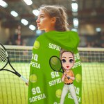 Personalized Cartoon Character Balls Soft Hooded Blanket with Name and Number Birthday Team Gift for Sports Lovers