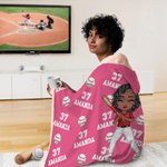 Personalized Cartoon Character Balls Soft Hooded Blanket with Name and Number Birthday Team Gift for Sports Lovers