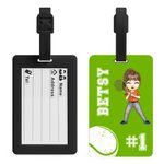 Personalized Cartoon Ball Sports Character Multicolor Luggage Tag with Name and Number Travel Accessories Birthday Gift for Ball Sports Lovers