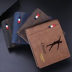 Portefeuille en cuir pour homme avec nom gravé et plusieurs fentes pour cartes Cadeau d'anniversaire pour homme