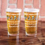 Gepersonaliseerd Beste Vader Ooit 16 oz Bierglas met Foto's Namen Vaderdag Verjaardag Waardering Geschenk voor Papa Grootvader Likeurliefhebbers