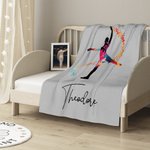 Personalisierte Aquarell männliche Ballett Silhouette weiche Decke mit Namen Raumdekoration Geburtstag Tanz-Team Geschenk für männliche Ballett-Tänzer