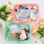 Personalisierte Schmetterling Blume Mädchen klar Make-up Tasche mit Namen Portable Reise Essentials Hochzeit Braut Dusche Geschenk für Mädchen