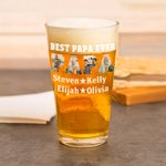 Gepersonaliseerd Beste Vader Ooit 16 oz Bierglas met Foto's Namen Vaderdag Verjaardag Waardering Geschenk voor Papa Grootvader Likeurliefhebbers