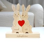 Puzzle in legno personalizzato tema famiglia di conigli con cuore rosso e 2-5 nomi decor da scrivania regalo di compleanno e anniversario per famiglia