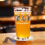 Gepersonaliseerd Beste Vader Ooit 16 oz Bierglas met Foto's Namen Vaderdag Verjaardag Waardering Geschenk voor Papa Grootvader Likeurliefhebbers