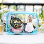 Personalisierte Schmetterling Blume Mädchen klar Make-up Tasche mit Namen Portable Reise Essentials Hochzeit Braut Dusche Geschenk für Mädchen