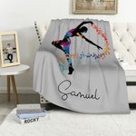 Personalisierte Aquarell männliche Ballett Silhouette weiche Decke mit Namen Raumdekoration Geburtstag Tanz-Team Geschenk für männliche Ballett-Tänzer