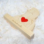 Personalisiertes Löwen-Familie Holzpuzzle mit 2-7 Namen Rotem Herz Schreibtisch Deko Muttertag Geburtstag Jahrestag Geschenk für Familie