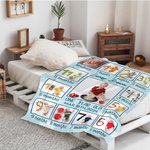 Couverture douce personnalisée avec photos de bébé de 1 à 12 mois avec nom et date Décoration de chambre Cadeau d'anniversaire pour bébé