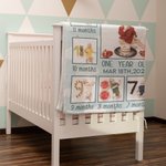 Couverture douce personnalisée avec photos de bébé de 1 à 12 mois avec nom et date Décoration de chambre Cadeau d'anniversaire pour bébé