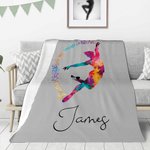 Personalisierte Aquarell männliche Ballett Silhouette weiche Decke mit Namen Raumdekoration Geburtstag Tanz-Team Geschenk für männliche Ballett-Tänzer