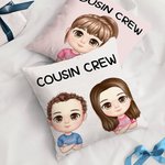 Personalisierte Multicolor Cousin Crew niedlichen Cartoon 1-5 Kinder werfen Kissenbezug mit Namen Home Decor Geburtstag Kindertag Geschenk für Jungen Mädchen
