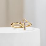 Gepersonaliseerd Geboortesteen Kruis Sierring Minimalistisch Sieraden Verjaardag Religieus Doopcadeau voor Vrouwen Christelijk