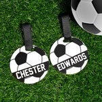 Personalized Soccer Name Luggage Bag Tag with Adjustable Strap Charm Accessories Birthday Team Gift for Soccer Players Lovers