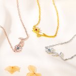 Collana personalizzata con pietra di nascita fiore di nascita Gioielli floreali Compleanno Anniversario Regalo per la festa della mamma per le donne