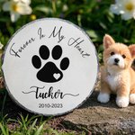 Gepersonaliseerde Forever In Our Heart Pet Paw Print Tuinsteen met Tekst en Frame Staat Gedenkteken Sympathie Verlies van Huisdier Cadeau voor Kat Hond Huisdier Liefhebbers