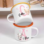 Taza esmaltada personalizada de 12 oz con nombre e inicial para niños amantes del ballet.