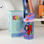 Personalisierte Cartoon-Charakter Apfel Bleistift Initial 16 oz Kind Wasserflasche mit Namen und Stroh zurück zu Schule Geburtstag Geschenk für Jungen Mädchen