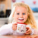 Taza esmaltada personalizada de 12 oz con nombre e inicial para niños amantes del ballet.