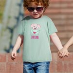 Personalised Embroidered Love Letter Puppy 100% Cotton Baby Romper Puff T-shirt with Name Birthday Valentine's Day Gift for Boys Girls