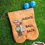 Personalized Cartoon Character Face Photo Suede Golf Ball and Tee Storage Bag Sack with Name Golf Accessories Birthday Gift for Golf Lovers