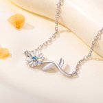 Collana personalizzata con pietra di nascita fiore di nascita Gioielli floreali Compleanno Anniversario Regalo per la festa della mamma per le donne