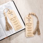 Segnalibro personalizzato in legno con nome inciso e nappe di perline Compleanno religioso Battesimo per la famiglia Cristiani