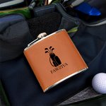 Personalisierte Golf Design Portable Leder 6 oz Flachmann mit Namen Ruhestand Vatertag Geburtstag Geschenk für Männer Golfliebhaber Trinker
