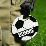 Personalized Soccer Name Luggage Bag Tag with Adjustable Strap Charm Accessories Birthday Team Gift for Soccer Players Lovers