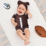 Personalized American Football Sport Quick-drying Baby Bodysuit with Name and Number Baby Shower Birthday Gift for Newborns