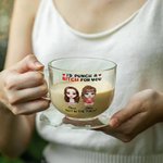 Personalisierte 2 Cartoon-Charaktere 16 oz Clear Glass Cup mit Griff und Name Jahrestag Geburtstag Geschenk für Besties Freunde