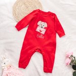 Personalised Embroidered Love Letter Puppy 100% Cotton Baby Romper Puff T-shirt with Name Birthday Valentine's Day Gift for Boys Girls