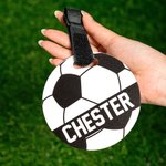 Personalized Soccer Name Luggage Bag Tag with Adjustable Strap Charm Accessories Birthday Team Gift for Soccer Players Lovers