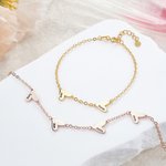 Personalized Multiple Hearts Bracelet with 1-5 Engraved Names Minimalist Jewellery Birthday Anniversary Gift for Women Girls