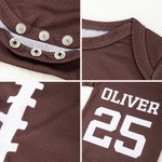 Personalized American Football Sport Quick-drying Baby Bodysuit with Name and Number Baby Shower Birthday Gift for Newborns