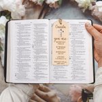 Segnalibro personalizzato in legno con nome inciso e nappe di perline Compleanno religioso Battesimo per la famiglia Cristiani