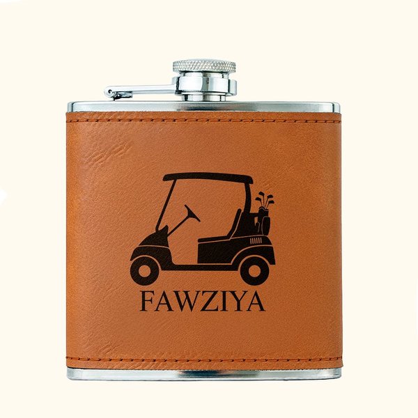 Personlig golfdesign bærbar lær 6 oz hip flask med navn pensjonering farsdag bursdagsgave til menn golfelskere drikkere