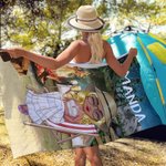 Spersonalizowany ręcznik plażowy My Campfire Tent Cartoon Character Szybkoschnący ręcznik plażowy z mikrofibry z imieniem Letnia plaża Niezbędny prezent urodzinowy dla rodziny