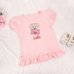 Personalised Embroidered Love Letter Puppy 100% Cotton Baby Romper Puff T-shirt with Name Birthday Valentine's Day Gift for Boys Girls