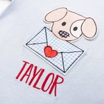 Personalised Embroidered Love Letter Puppy 100% Cotton Baby Romper Puff T-shirt with Name Birthday Valentine's Day Gift for Boys Girls