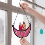 Attrape-Soleil Suspendu Personnalisé avec Personnages de Dessin Animé et Noms en Forme de Lune Cadeau Fête des Mères pour Maman et Grand-Maman