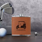 Personalisierte Golf Design Portable Leder 6 oz Flachmann mit Namen Ruhestand Vatertag Geburtstag Geschenk für Männer Golfliebhaber Trinker