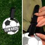 Personalized Soccer Name Luggage Bag Tag with Adjustable Strap Charm Accessories Birthday Team Gift for Soccer Players Lovers