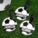 Personalized Soccer Name Luggage Bag Tag with Adjustable Strap Charm Accessories Birthday Team Gift for Soccer Players Lovers