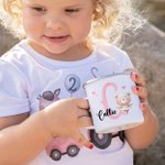 Taza esmaltada personalizada de 12 oz con nombre e inicial para niños amantes del ballet.