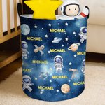 Personalisierte Raum Astronaut Rakete wasserdicht Lagerung Korb mit Griff und Name Housewarming Geburtstag Geschenk für Jungen Kinder