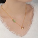 Personalized Water Drop Birthstone Sideway Name Necklace Dainty Jewelry Birthday Anniversary Mother's Day Gift for Women